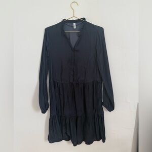 Navy knee length satin dress